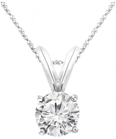 3/8-5 Carat IGI Certified LAB-GROWN Round Cut 4 Prong Diamond Pendant Necklace + 16" 14K Gold Chain Value Collection (I-J Col...