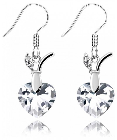 Platinum Plated Cushion Cut Square Cubic Zirconia Dangle Drop Earrings Party Jewelry for Women WE030 Heart-White $7.94 Earrings