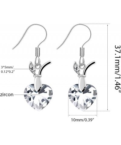 Platinum Plated Cushion Cut Square Cubic Zirconia Dangle Drop Earrings Party Jewelry for Women WE030 Heart-White $7.94 Earrings