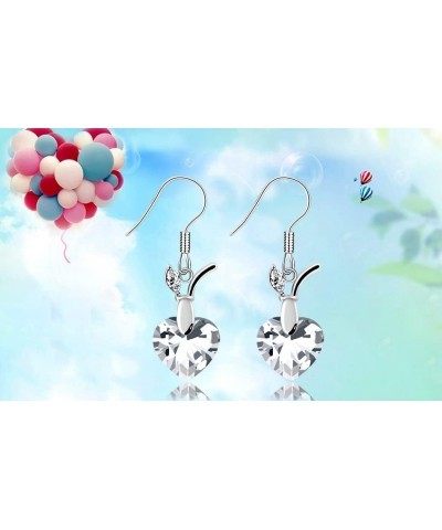 Platinum Plated Cushion Cut Square Cubic Zirconia Dangle Drop Earrings Party Jewelry for Women WE030 Heart-White $7.94 Earrings