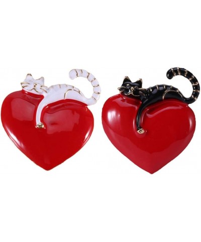 2pcs Animal Lapel Pin Heart Valentine Shawl brooch cat Lapel Pins Rhinestone Brooch Pin couples Brooch metal Lapel Pin gifts ...