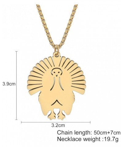 Stainless Steel Thanksgiving Turkey Necklace 18K Gold Plated Chicken Pendant Jewelry for Women Girls Charms Novelty Gifts Par...