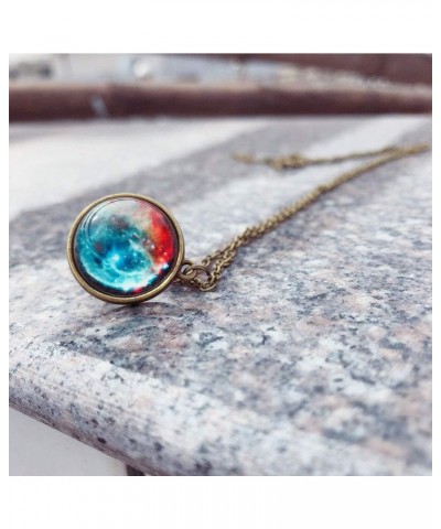 Eight Planets Necklace Pendent Double-Sided Glass Ball Universe Galaxy Solar System Guardian Stars Necklace for Women C:Starr...