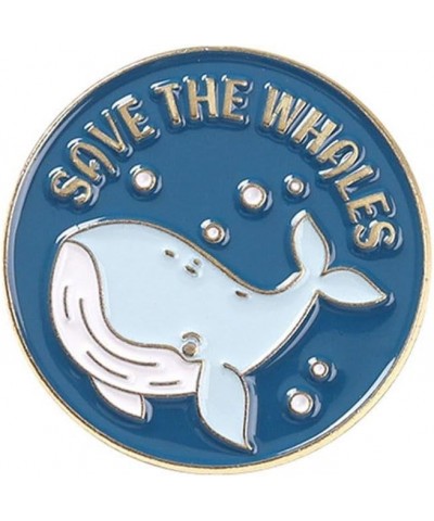 Save The Ocean Enamel Whale Pins,Protect the Earth Cartoon Brooch Pin, Blue Fishes Sea Animal Enamel Lapel Pin, Whale Tail On...