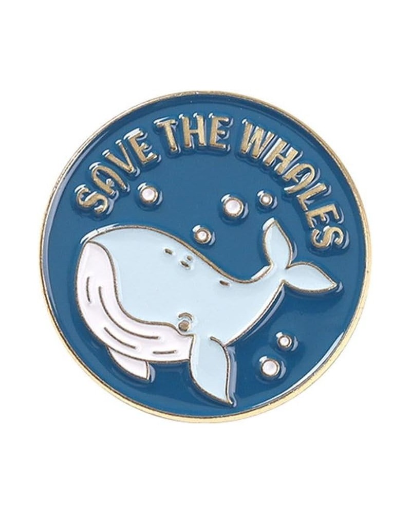 Save The Ocean Enamel Whale Pins,Protect the Earth Cartoon Brooch Pin, Blue Fishes Sea Animal Enamel Lapel Pin, Whale Tail On...