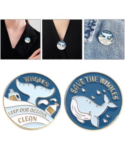 Save The Ocean Enamel Whale Pins,Protect the Earth Cartoon Brooch Pin, Blue Fishes Sea Animal Enamel Lapel Pin, Whale Tail On...