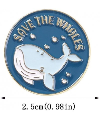 Save The Ocean Enamel Whale Pins,Protect the Earth Cartoon Brooch Pin, Blue Fishes Sea Animal Enamel Lapel Pin, Whale Tail On...