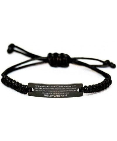 Inspirational Philippians 4:6-7 Christian Black Rop Bracelet Encouragement Gifts Message Prayer Philippians 4:6-7 Religious B...