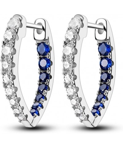 925 Sterling Silver Hoop Earrings Colorful Cubic Zirconia Jewelry Earrings for Women Teen Girls Set Earring Gifts for Her Spa...