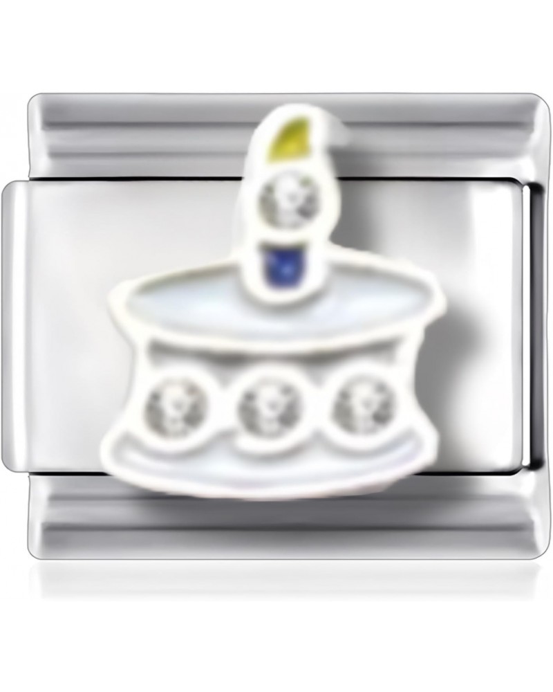 Birthday Cake Italian Charm, 9mm Charm compatible with Italian Charm Bracelets, Stainless Steel $7.64 Bracelets