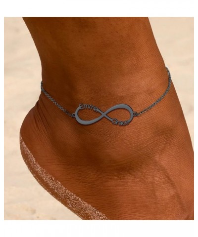 Anklets for Women, 925 Sterling Silver Personalized Name Ankle Bracelet for Women Summer Jewelry Gift 03.Name-Infinity-Black ...