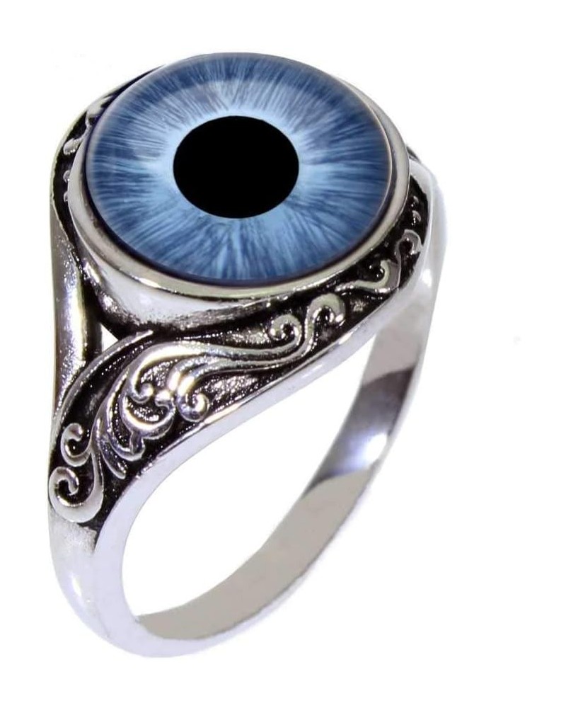 Jewelers Stunning Women's Glass Eye Ring - 26 Handcrafted Animal and Fantasy Eyes (Watch Videos of Each Ring) Human Light Blu...