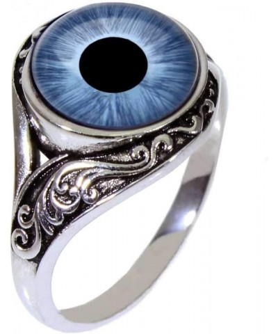 Jewelers Stunning Women's Glass Eye Ring - 26 Handcrafted Animal and Fantasy Eyes (Watch Videos of Each Ring) Human Light Blu...