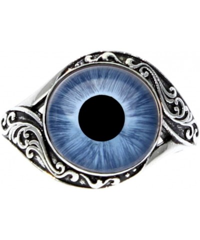 Jewelers Stunning Women's Glass Eye Ring - 26 Handcrafted Animal and Fantasy Eyes (Watch Videos of Each Ring) Human Light Blu...