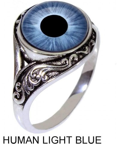 Jewelers Stunning Women's Glass Eye Ring - 26 Handcrafted Animal and Fantasy Eyes (Watch Videos of Each Ring) Human Light Blu...