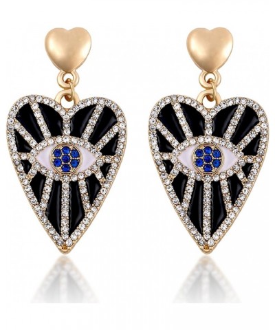 Evil Eye Earrings Cubic Zirconia Heart Earrings Mystery Statement Jewelry for Women Girls Style-B $7.55 Earrings