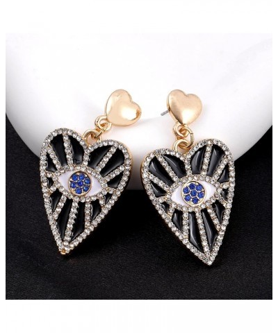 Evil Eye Earrings Cubic Zirconia Heart Earrings Mystery Statement Jewelry for Women Girls Style-B $7.55 Earrings