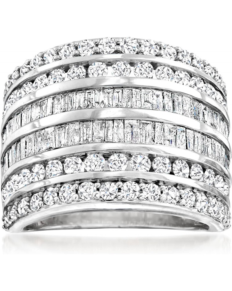 3.00 ct. t.w. Baguette and Round Diamond Multi-Row Ring in Sterling Silver $350.00 Rings