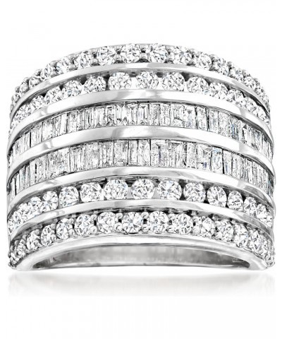 3.00 ct. t.w. Baguette and Round Diamond Multi-Row Ring in Sterling Silver $350.00 Rings