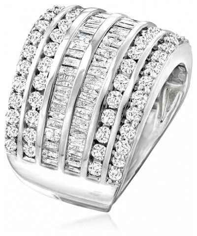 3.00 ct. t.w. Baguette and Round Diamond Multi-Row Ring in Sterling Silver $350.00 Rings