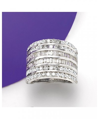 3.00 ct. t.w. Baguette and Round Diamond Multi-Row Ring in Sterling Silver $350.00 Rings