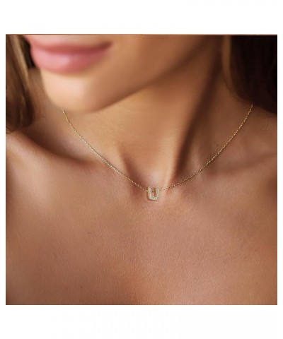 Gold Diamond Initial Necklaces for Women Girls, Tiny Initial Necklace Letter A-Z Pendant Choker Cubic Zirconia Necklaces Diam...