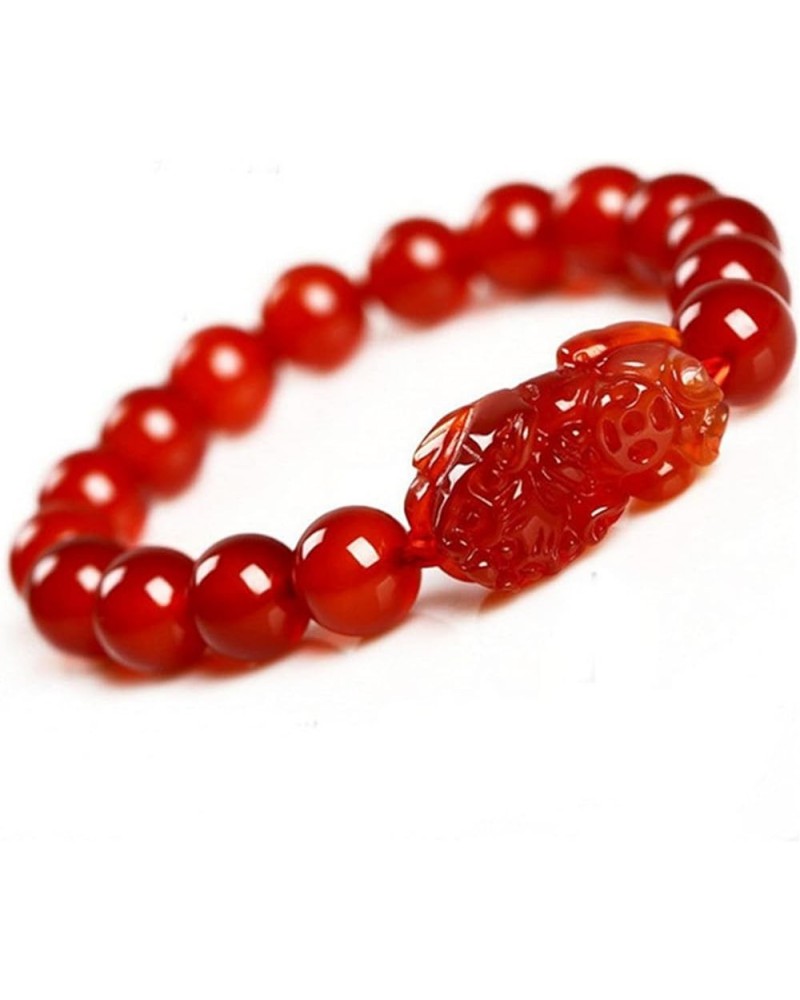 Natural Red Agate Bracelet Feng Shui Wealth Pi Xiu Bracelet Good Luck Bangle Gifts for Women Men 14mm $9.97 Bracelets