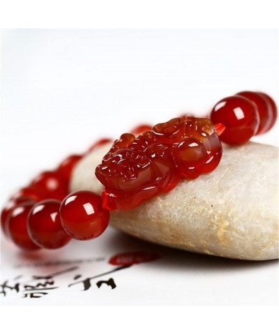 Natural Red Agate Bracelet Feng Shui Wealth Pi Xiu Bracelet Good Luck Bangle Gifts for Women Men 14mm $9.97 Bracelets