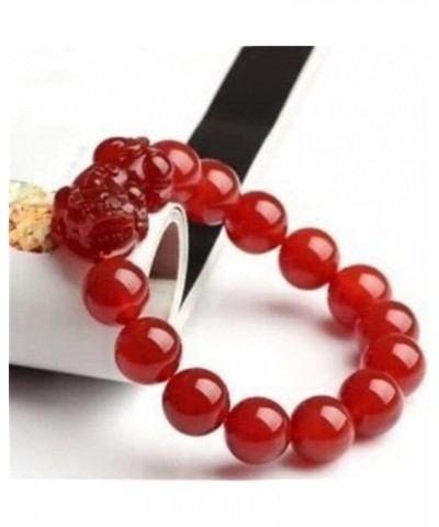 Natural Red Agate Bracelet Feng Shui Wealth Pi Xiu Bracelet Good Luck Bangle Gifts for Women Men 14mm $9.97 Bracelets