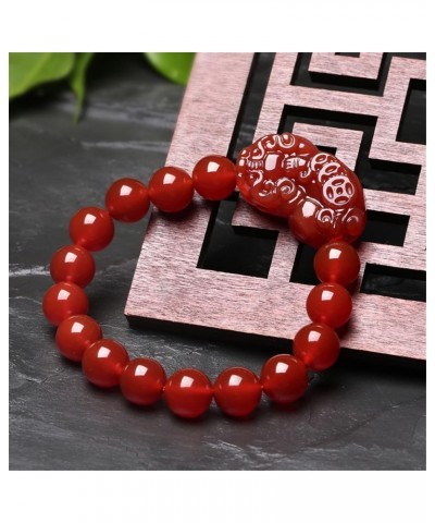 Natural Red Agate Bracelet Feng Shui Wealth Pi Xiu Bracelet Good Luck Bangle Gifts for Women Men 14mm $9.97 Bracelets