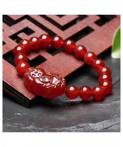 Natural Red Agate Bracelet Feng Shui Wealth Pi Xiu Bracelet Good Luck Bangle Gifts for Women Men 14mm $9.97 Bracelets