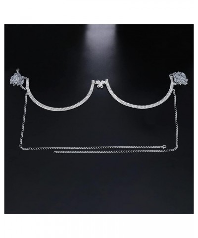 Rhinestone Chest Bracket Chain Trendy Crystal Butterfly Harness Chest Bra Chain Sexy Bikini Body Jewelry for Women Silver $8....