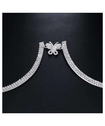 Rhinestone Chest Bracket Chain Trendy Crystal Butterfly Harness Chest Bra Chain Sexy Bikini Body Jewelry for Women Silver $8....