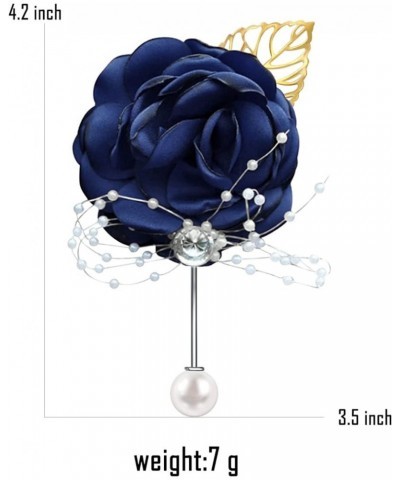 Rose Flower Wedding Brooches Cloth Art Floral Leaf Suit Shirt Lapel Brooch Pin Fashion Jewelry Boutonniere for Men Women Gold...