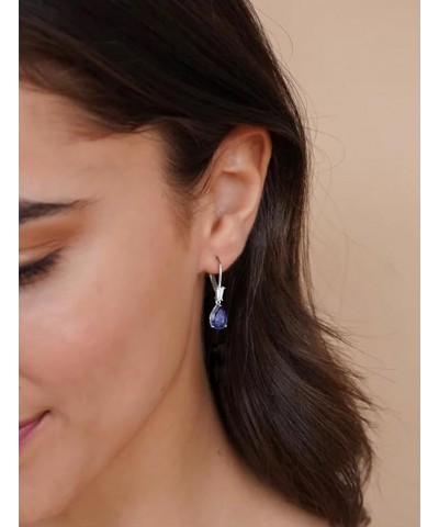 Women's Dangle Drop Earrings Sterling Silver Leverback Earrings Birthstone Jewelry 12-tanzanite-Dec $27.30 Earrings