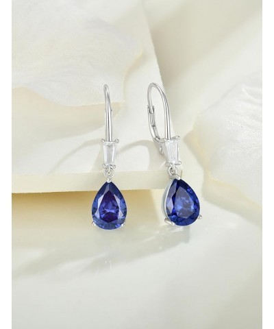 Women's Dangle Drop Earrings Sterling Silver Leverback Earrings Birthstone Jewelry 12-tanzanite-Dec $27.30 Earrings