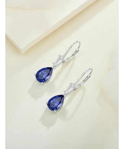 Women's Dangle Drop Earrings Sterling Silver Leverback Earrings Birthstone Jewelry 12-tanzanite-Dec $27.30 Earrings