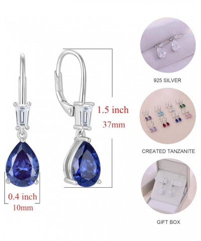 Women's Dangle Drop Earrings Sterling Silver Leverback Earrings Birthstone Jewelry 12-tanzanite-Dec $27.30 Earrings