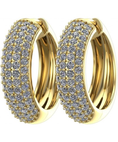 1-6 Carat Pave Set 4 Rows Hoop Diamond Earrings Oval Shape Premium Collection (H-I Color) Yellow Gold 5.0 carats $503.50 Earr...