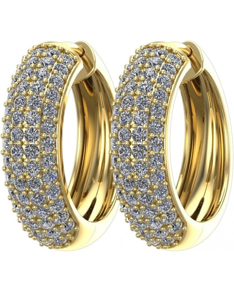 1-6 Carat Pave Set 4 Rows Hoop Diamond Earrings Oval Shape Premium Collection (H-I Color) Yellow Gold 5.0 carats $503.50 Earr...