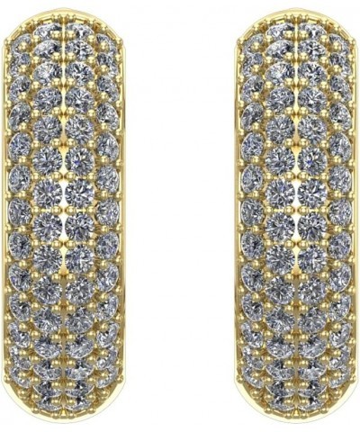 1-6 Carat Pave Set 4 Rows Hoop Diamond Earrings Oval Shape Premium Collection (H-I Color) Yellow Gold 5.0 carats $503.50 Earr...