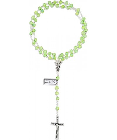 4mm First Communion Rosary | 11 Colors | Faceted Crystal Pearl Beads for Any Age | Christian Jewelry Jade $14.61 Necklaces