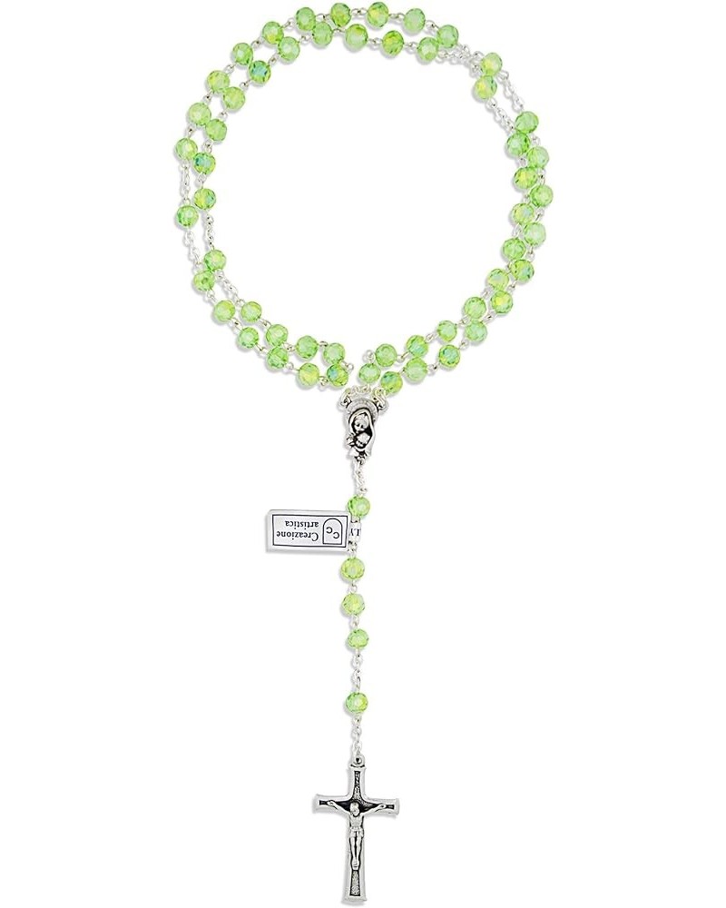 4mm First Communion Rosary | 11 Colors | Faceted Crystal Pearl Beads for Any Age | Christian Jewelry Jade $14.61 Necklaces