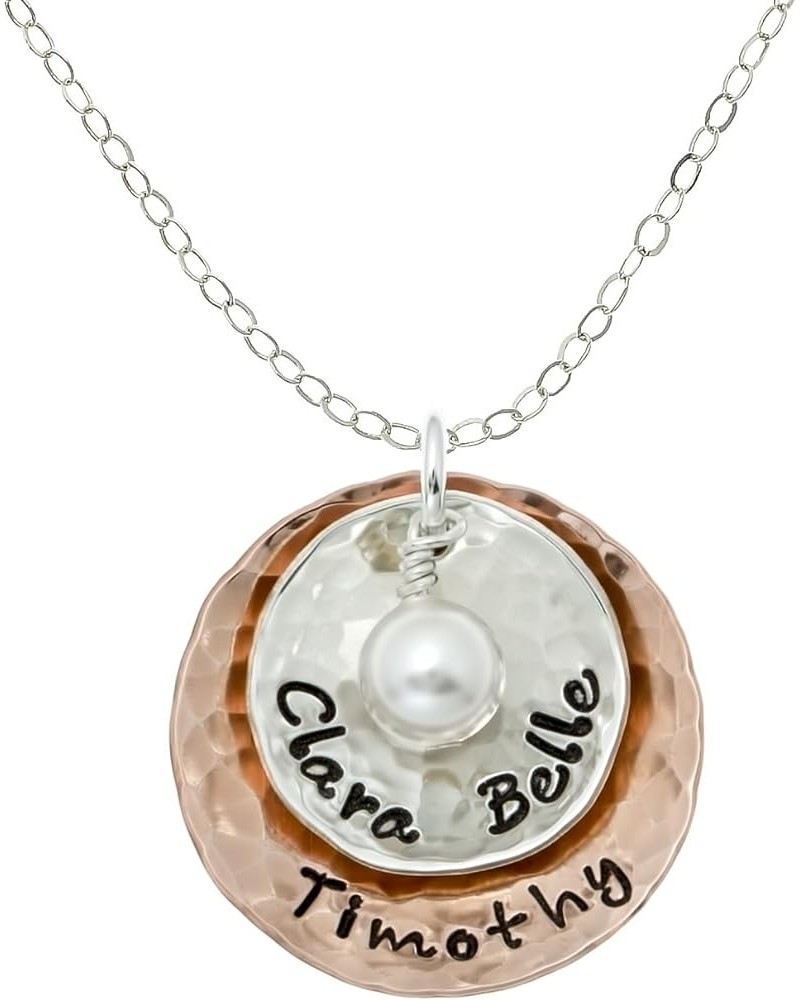 Deux Amore Multi-Tone Two Disc Necklace Personalized on Sterling Silver and Rose Gold Plated Discs with your Choice of Names....