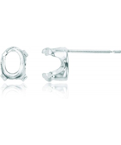 10K White Gold 5x3mm Oval 4-Prong Stud Finding (Pair) $18.48 Earrings