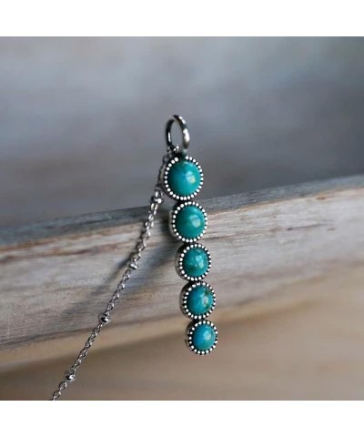 Boho Western Turquoise Necklaces Vintage Cowgirl Cowboy Cross Turquoise Western Pendant Necklaces Fashion Jewelry Gift For Wo...