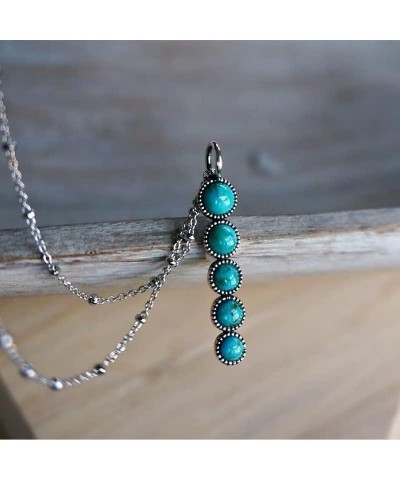 Boho Western Turquoise Necklaces Vintage Cowgirl Cowboy Cross Turquoise Western Pendant Necklaces Fashion Jewelry Gift For Wo...