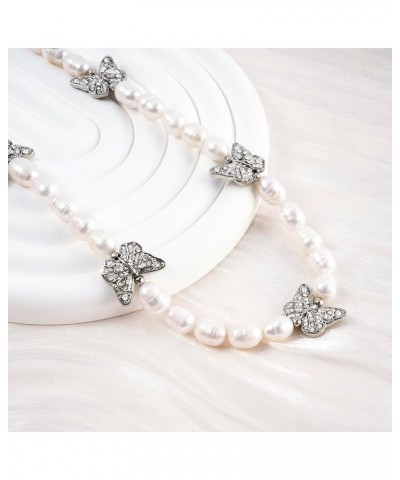 Pearl Necklace for Women Cubic Zirconia Necklace Daisy Butterfly Jewelry Gifts for Women Girls Style-B $7.94 Necklaces