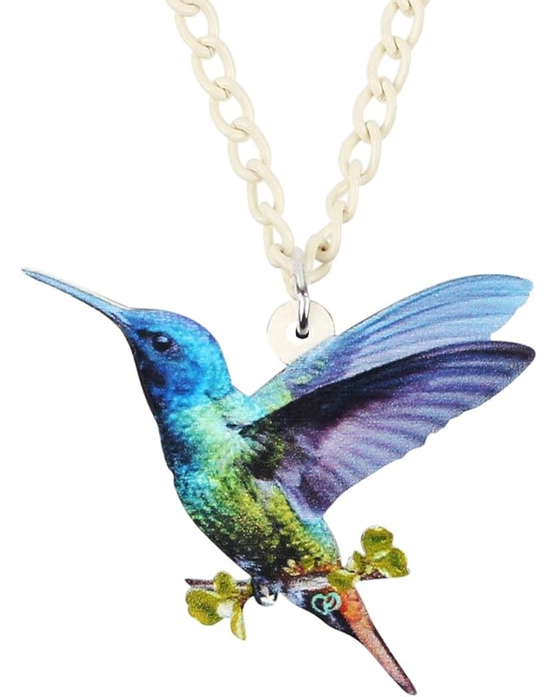 Acrylic Floral Flying Hummingbird Bird Parrot Necklace Chain Pendant Collar Fashion Jewelry For Women Girl Gift Charm Green $...