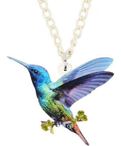 Acrylic Floral Flying Hummingbird Bird Parrot Necklace Chain Pendant Collar Fashion Jewelry For Women Girl Gift Charm Green $...